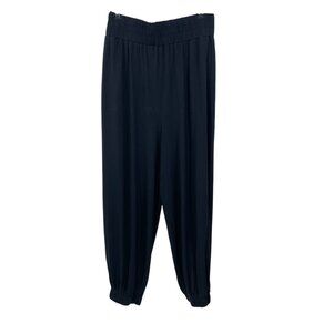 Peruvian Connection Jogger Pants Women L Casual Black Pockets Viscose‎ Blend